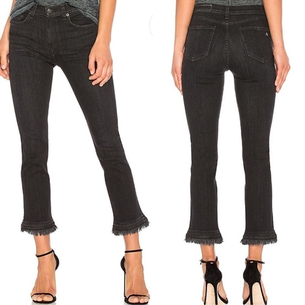 Rag & Bone Black Croyden Ankle Semi Flare Jeans